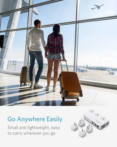 Vista 9 de BESTEK - Adaptador de viaje universal convertidor de voltaje de 100-220 V a 110 V de 250 W con carga USB de 6 A y 4 puertos, 3 tomas de CA