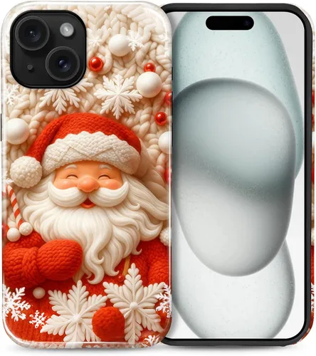 Vista 54 de Funda para iPhone 13 iPhone 14, a prueba de golpes, funda protectora híbrida de 2 capas, doble protección contra caídas, antiarañazos, diseño Rojo