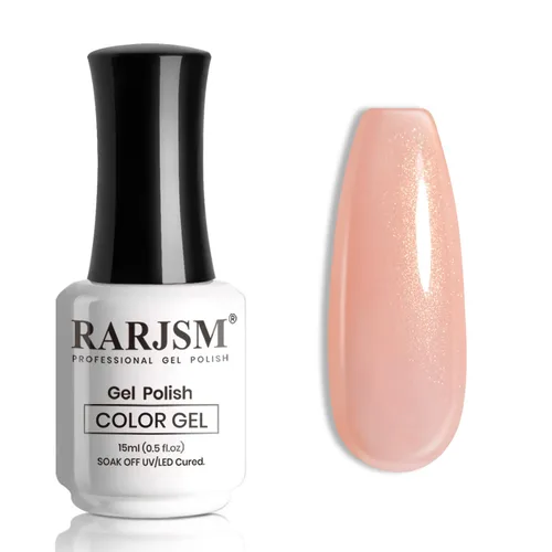 Vista 10 de RARJSM Esmalte de uñas en gel color albaricoque, dorado con brillantina, neutro, transparente, color nude, esmalte de gel para remojar para remojar
