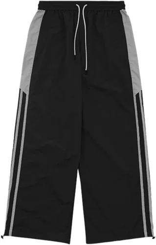 Vista 4 de Aelfric Eden Pantalones deportivos a rayas para hombre, pantalones de paracaídas, pantalones holgados Y2k, pantalones cargo de pierna ancha