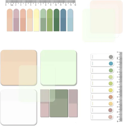 Vista 13 de BAYTORY 1300 hojas de notas adhesivas transparentes pastel, transparente, impermeable, 3 x 3 pulgadas, bloc de notas transparente, pestañas