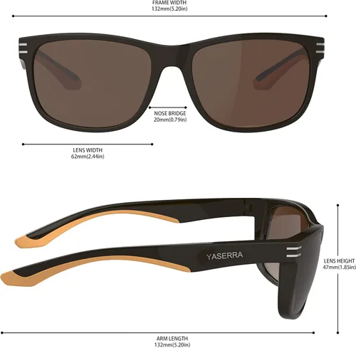 Vista 3 de Yaserra TAC - Lentes de sol polarizados cuadrados, ligeros TR-90 con acabado mate, para hombres y mujeres, bloqueo UV