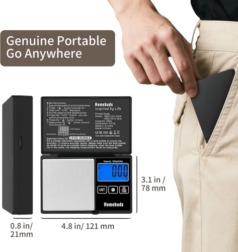 Vista 4 de Homebuds Báscula digital de gramo de 17.64 oz de alta precisión en 0.00 oz con nivel de burbuja, asegurada por una fábrica profesional de básculas