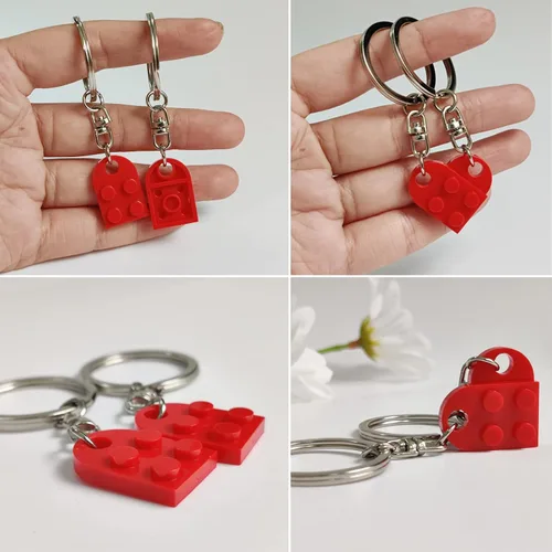 Vista 3 de Llavero de ladrillo para mejor amigo, para amistad, pareja, novio, novia, juego de llavero de corazón, día de San Valentín, cumpleaños, llavero