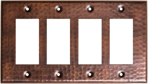 Vista 16 de Monarch Abode placa de pared basculante de una banda, placa de pared de cobre puro martillado a mano para un solo interruptor, cubierta decorativa