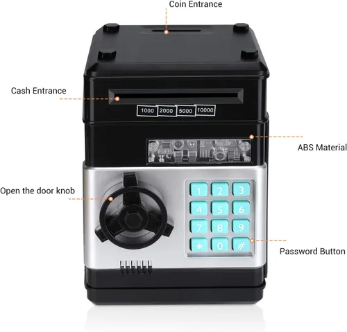 Vista 4 de Alcancía Electrónica de Cajero Automático con Contraseña de Dibujos Animados Lata de Monedas de Efectivo Puede Desplazar Automáticamente Billetes