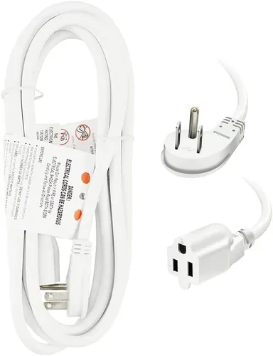 Vista 19 de EP Paquete de 3 cables de extensión de enchufe plano de 1 pie, cable de extensión de perfil bajo negro de 16 AWG de 3 clavijas para interiores