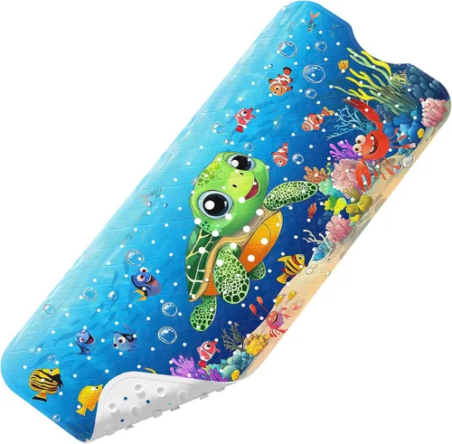 Vista 23 de Tapete de Baño para Bebé Mejorado con Dibujos Animados Antideslizante - 40"x16" Extra Largo Tapete de Bañera para Bebé Ecológico Duradero Tapete