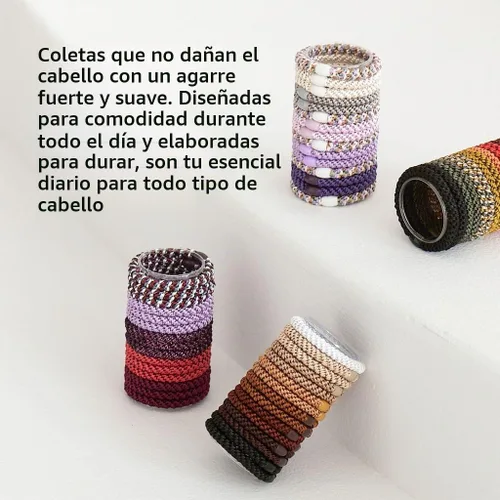 Vista 6 de L. Erickson Lazos para el cabello grueso, paquete de 15 tubos para poni Grab & Go - Bandas sin arrugas sin daños con fuerte sujeción para mujeres