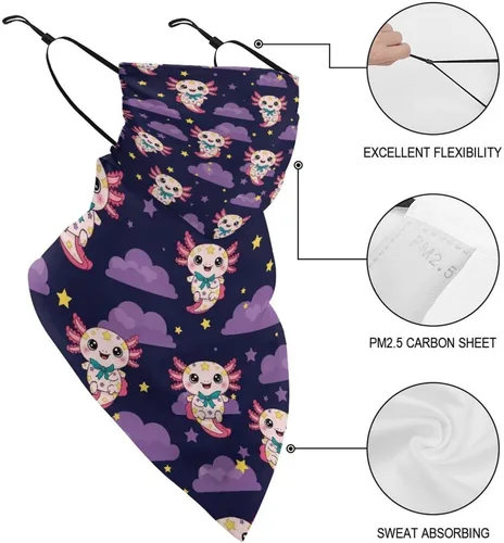 Vista 3 de Bufanda de protección solar UV, bufanda triangular reutilizable con lazo para las orejas