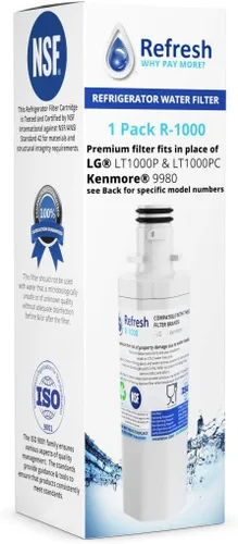 Vista 3 de Refresh Filtro de agua de repuesto para refrigerador LG LT1000P, LT1000PC, LT1000PC, MDJ64844601, ADQ74793501, ADQ74793502 y Kenmore 46-9980, 9980