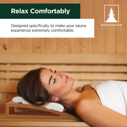 Vista 6 de Northwood Sauna - Reposacabezas de sauna - Hecho a mano con madera de cedro rojo canadiense - Almohada ergonómica para el cuello