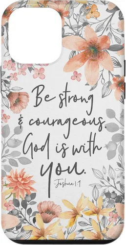 Vista 16 de Funda para iPhone 17 con cita cristiana de Joshua 1:9 con diseño de acuarela bonita floral