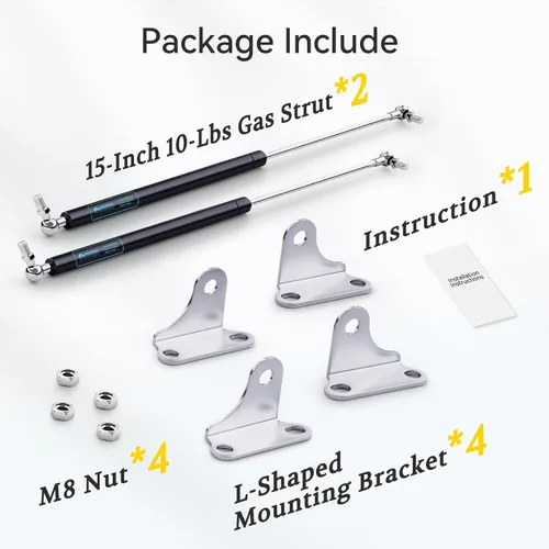 Vista 7 de ARANA - Puntales de gas de 15 pulgadas, 4.5 kg con soportes, 38 cm, 45 N, resorte de amortiguador de gas hidráulico para caja de escotilla de barco