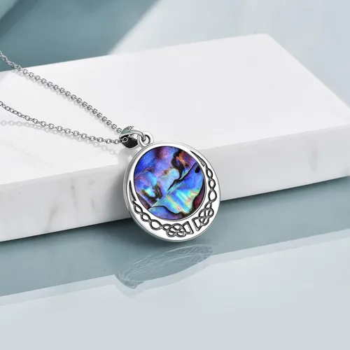 Vista 3 de Collar de árbol de la vida de plata de ley 925 collar con colgante de nudo celta para mujer