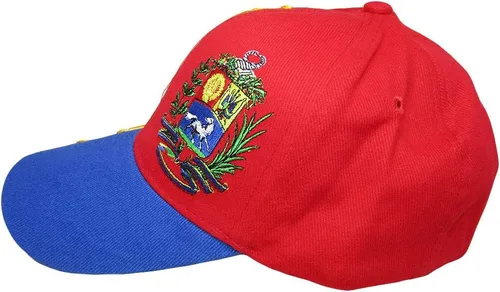 Vista 6 de Venezuela 7 estrellas rojo azul real amarillo letras cresta parche en el lado bordado gorra sombrero, Multi
