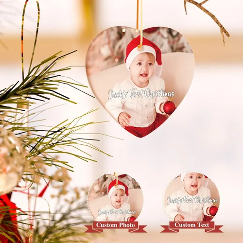 Vista 2 de Bemaystar Adornos de Navidad personalizados con foto 2025 – Adornos de Navidad personalizados con imagen y texto, decoración personalizada de árbol
