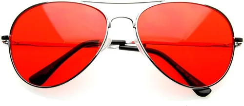 Vista 8 de zeroUV Gafas de aviador de metal plateado premium coloridas con lentes de sol de color Verde