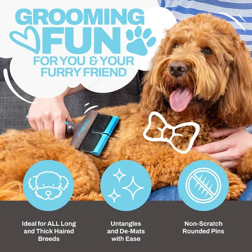 Vista 2 de Cepillo para garabatos para perros, pelo de perro, cepillo para caniches, Goldendoodle, Bernedoodle, Bernedoodle, flexible para perros, caniche