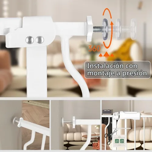 Vista 5 de Fairy Baby Extensiones de 4.72 pulgadas para caminar a través de la puerta del bebé, cierre automático, color blanco