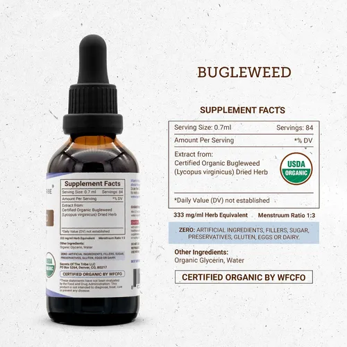 Vista 4 de Bugleweed USDA Organic Extracto sin alcohol, gotas de hierbas de alta potencia, sistema respiratorio Hecho de hierba seca 100% orgánica