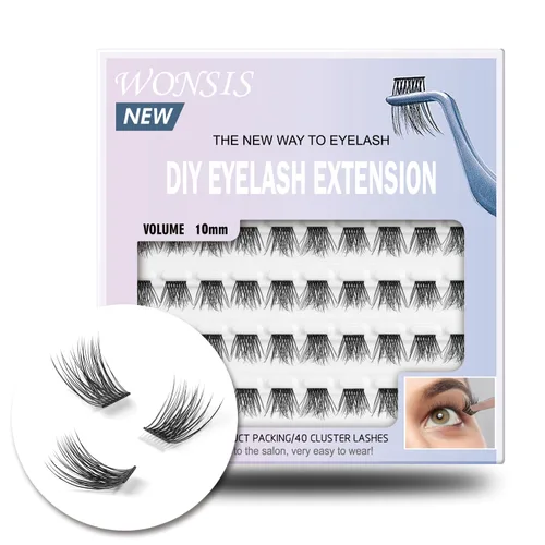 Vista 14 de Extensiones de pestañas en racimo de pestañas, pestañas individuales reutilizables, extensiones de pestañas individuales naturales para extensiones