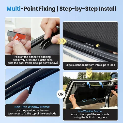 Vista 8 de KUST Persianas de ventana de automóvil para Toyota 4Runner 2011-2023, accesorios de malla transpirable, cubiertas magnéticas de malla transpirable