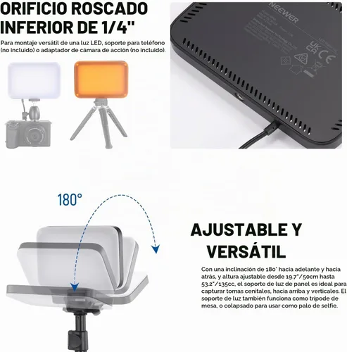 Vista 5 de NEEWER Basics Kit de iluminación de panel de luz de video LED, luces de estudio portátiles regulables bicolor con soporte de trípode y filtros