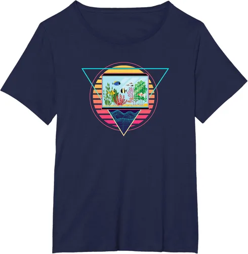 Vista 10 de Futuristic Fish Tank Synthwave Vaporwave Aquarium Aesthetic T-Shirt Negro