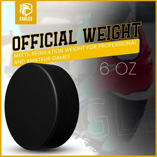 Vista 3 de EAGLES Ice Hockey Pucks 1, 2, 3, 6 or 50 Pack High Grade Pucks Official Regulation Weight & Size for Practice & Classic Training - 6 oz Diameter
