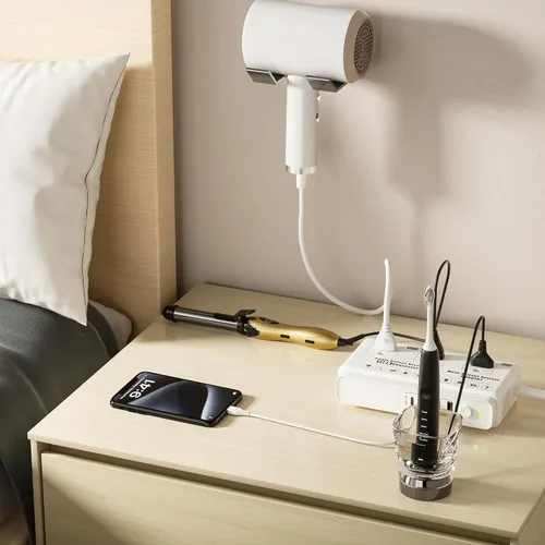 Vista 6 de Convertidor de voltaje de viaje de 220 V a 110 v: Convertidor de voltaje universal internacional Transformador de enchufe de regleta de alimentación