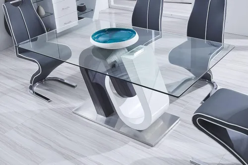 Vista 2 de Global Furniture USA Mesa de comedor con base gris y blanca Gris- blanco