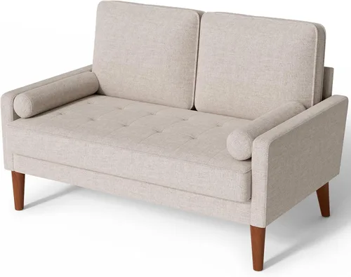 Vista 8 de Vesgantti Sofá de dos plazas con patas de madera maciza, sofás pequeños de 48 pulgadas para espacios pequeños, asiento de dos plazas para sala