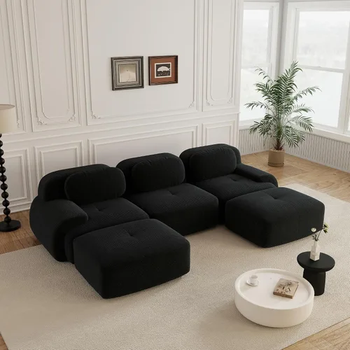 Vista 93 de Sofás modulares sin hueso de 152.8 pulgadas para sala de estar, sofá modular con diván en forma de L, cómodo asiento profundo tapizado de tela