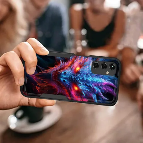 Vista 6 de Funda para Galaxy A14 5G, resistente de doble capa híbrida de policarbonato duro, goma suave, a prueba de golpes, funda protectora resistente