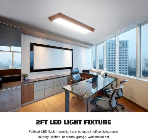 Vista 8 de FAITHSAIL - Lámpara LED de 2 pies con CCT seleccionable de 3000K/4000K/5000K, regulable, lámpara LED lineal de 2 pies con aspecto de madera, 30W