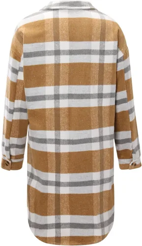Vista 5 de Vifucz Chaquetas con botones para mujer, camisetas de manga larga con estampado a cuadros, abrigos de vacaciones de moda