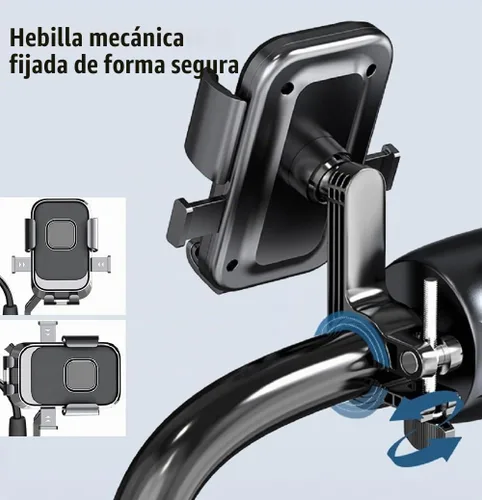 Vista 6 de Soporte para bicicleta, soporte universal para manillar de teléfono de motocicleta, giratorio de 360°, para bicicleta, motocicleta, scooter