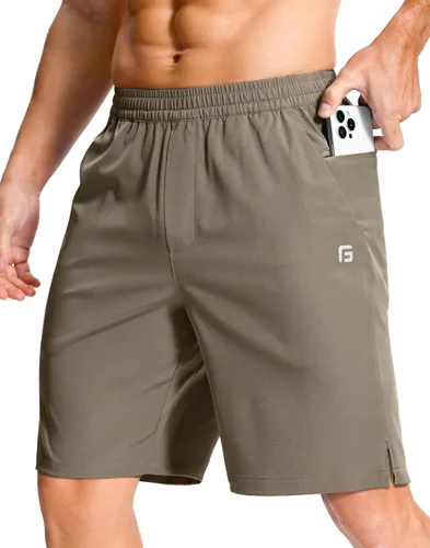 Vista 61 de GGJ Pantalones cortos deportivos ligeros para hombre con 2 bolsillos con cremallera de 7/5/9 pulgadas, pantalones cortos de tenis de secado rápido