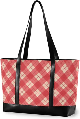 Vista 2 de Gingham Plaid Portable Bag With Laptop Compartment with Zipper Work Tote for Mom with maletin ejecutivo para mujer