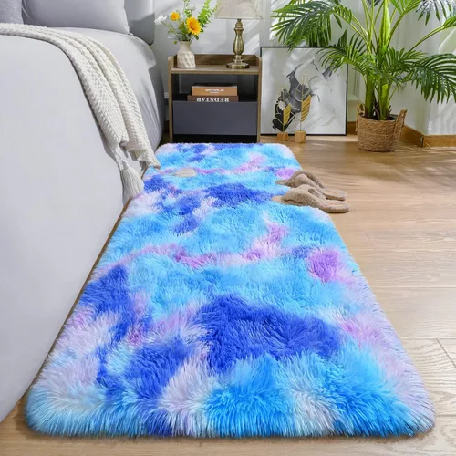 Vista 2 de AROGAN Alfombras suaves de 2 x 4 pies para dormitorio, alfombra mullida de felpa, alfombra peluda que no desprende para guardería, habitación