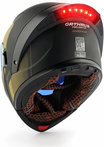 Vista 2 de Orthrus Casco modular LED para motocicleta de cara completa - Aprobado por el DOT, con visor abatible doble, protector solar y listo para Bluetooth