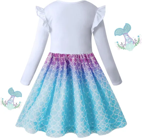 Vista 2 de VASCHY Lindo traje casual de manga larga para niñas de otoño y primavera, talla 3-10T