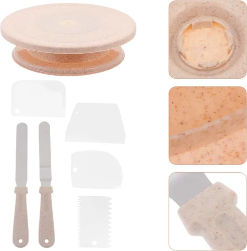 Vista 9 de DOITOOL Tocadiscos giratorios de 11 pulgadas para decorar, el kit de decoración de pasteles 7 en 1 incluye 1 soporte giratorio para pasteles, 2
