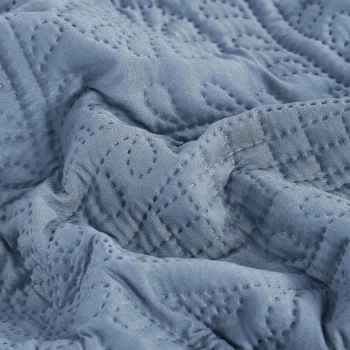 Vista 7 de Chezmoi Collection Austin - Juego de colcha tamaño matrimonial/doble, colcha de microfibra ligera acolchada Pinsonic de 3 piezas, color azul grisáceo