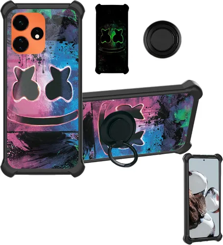 Vista 5 de Aroepurt Funda compatible con Nothing Phone 2a Phone Case Cover [PC duro + silicona suave] [soporte de anillo] [efecto luminoso] YGH-BQ