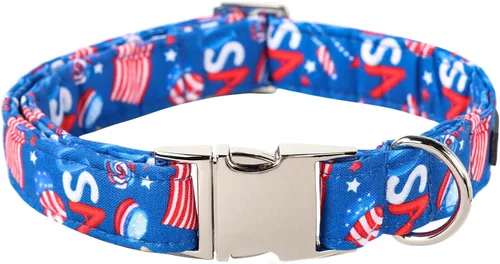 Vista 24 de Collar para perro Lionet Paws Boy, cómodo, ajustable, lindo collar a cuadros azules con hebilla de metal para cachorros machos y gatos, XS, cuello