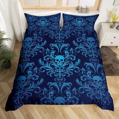 Vista 34 de Erosebridal Juego de ropa de cama gótica de damasco para adultos, funda de edredón victoriana antigua, tamaño individual, funda de edredón gótica