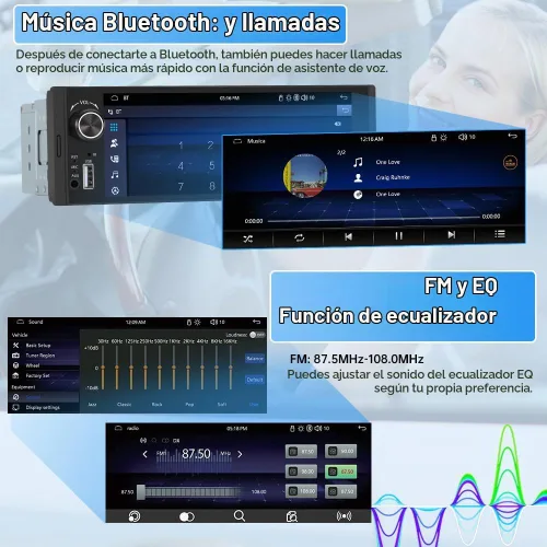Vista 3 de Estéreo de automóvil de 6.36 pulgadas con CarPlay y Android Auto HD IPS pantalla táctil Radio con Bluetooth 5.0, cámara de respaldo 720P con cable