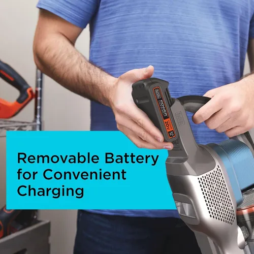 Vista 7 de Black+Decker Aspiradora inalámbrica, Powerseries Extreme, Aspiradora de palo recargable, cabezal intercambiable con accesorio para hendiduras